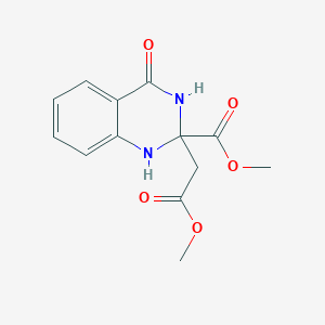 molecular formula C13H14N2O5 B103653 2-Quinazolineacetic acid, 1,2,3,4-tetrahydro-2-(methoxycarbonyl)-4-oxo-, methyl ester CAS No. 17244-35-8