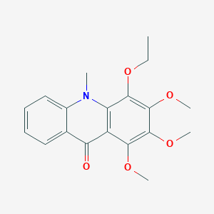 molecular formula C19H21NO5 B103714 4-Ethoxy-1,2,3-trimethoxy-10-methylacridin-9-one CAS No. 17014-68-5