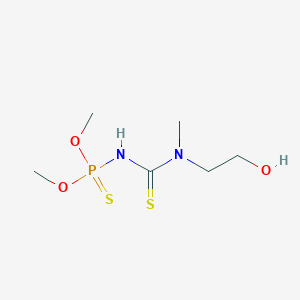 molecular formula C6H15N2O3PS2 B103767 Phosphoramidothioic acid, (((2-hydroxyethyl)methylamino)thioxomethyl)-, O,O-dimethyl ester CAS No. 17702-63-5