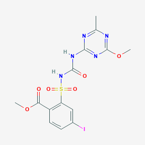 molecular formula C14H14IN5O6S B103874 4-碘-2-(N-(4-甲氧基-6-甲基-1,3,5-三嗪-2-基氨基羰基)氨磺酰基)苯甲酸甲酯 CAS No. 185119-76-0