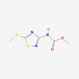 molecular formula C5H7N3O2S2 B010394 Methyl 5-methylthio-1,2,4-thiadiazol-3-ylcarbamate CAS No. 101848-19-5