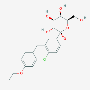 molecular formula C22H27ClO7 B104225 (2S,3R,4S,5S,6R)-2-(4-氯-3-(4-乙氧基苄基)苯基)-6-(羟甲基)-2-甲氧基四氢-2H-吡喃-3,4,5-三醇 CAS No. 714269-57-5