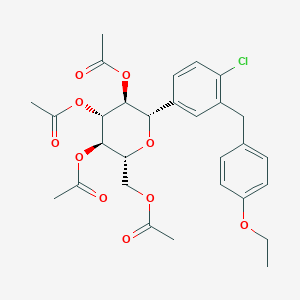 molecular formula C29H33ClO10 B104227 (2R,3R,4R,5S,6S)-2-(Acetoxymethyl)-6-(4-chloro-3-(4-ethoxybenzyl)phenyl)tetrahydro-2H-pyran-3,4,5-triyl triacetate CAS No. 461432-25-7