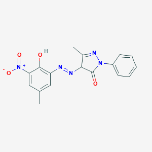 molecular formula C17H15N5O4 B104295 4-[(6-Hydroxy-5-nitro-M-tolyl)azo]-3-methyl-1-phenyl-2-pyrazolin-5-one CAS No. 15824-23-4