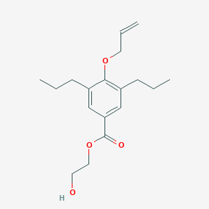 molecular formula C18H26O4 B010459 Benzoic acid, 4-(allyloxy)-3,5-dipropyl-, 2-hydroxyethyl ester CAS No. 100347-77-1