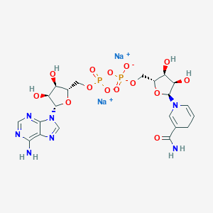molecular formula C21H27N7Na2O14P2 B010491 Disodium;[[(2S,3R,4S,5S)-5-(6-aminopurin-9-yl)-3,4-dihydroxyoxolan-2-yl]methoxy-oxidophosphoryl] [(2R,3S,4R,5S)-5-(3-carbamoyl-4H-pyridin-1-yl)-3,4-dihydroxyoxolan-2-yl]methyl phosphate CAS No. 108321-31-9