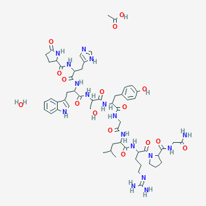 molecular formula C₅₅H₇₅N₁₇O₁₂ (CH₃COOH + H ₂O) B105010 Luteinizing hormone-releasing factor (pig), 5-L-phenylalanine-, acetate (salt), hydrate CAS No. 52699-48-6
