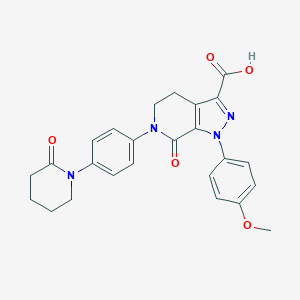 molecular formula C25H24N4O5 B105213 1-(4-Methoxyphenyl)-7-oxo-6-(4-(2-oxopiperidin-1-yl)phenyl)-4,5,6,7-tetrahydro-1H-pyrazolo[3,4-c]pyridine-3-carboxylic acid CAS No. 503614-92-4
