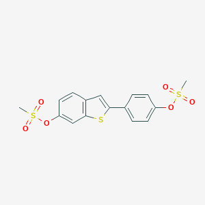 molecular formula C16H14O6S3 B105295 4-(6-((Methylsulfonyl)oxy)benzo[b]thiophen-2-yl)phenyl methanesulfonate CAS No. 84449-65-0