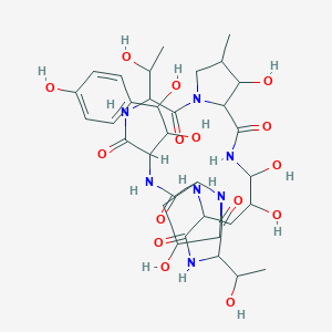 B105305 18-Amino-6-[1,2-dihydroxy-2-(4-hydroxyphenyl)ethyl]-11,20,21,25-tetrahydroxy-3,15-bis(1-hydroxyethyl)-26-methyl-1,4,7,13,16,22-hexazatricyclo[22.3.0.09,13]heptacosane-2,5,8,14,17,23-hexone CAS No. 79411-15-7