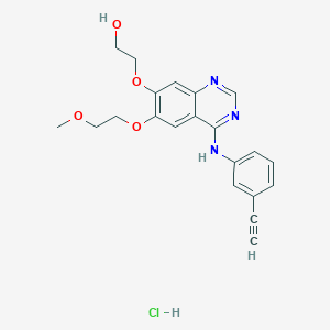 molecular formula C21H22ClN3O4 B105323 2-[4-(3-Ethynylanilino)-6-(2-methoxyethoxy)quinazolin-7-yl]oxyethanol;hydrochloride CAS No. 183365-34-6