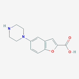 B105340 5-(Piperazin-1-yl)benzofuran-2-carboxylic acid CAS No. 183288-47-3