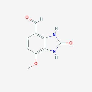 molecular formula C9H8N2O3 B010539 7-Methoxy-2-oxo-1,3-dihydrobenzimidazole-4-carbaldehyde CAS No. 106222-39-3
