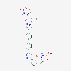 methyl N-[(2S)-1-[(2S)-2-[5-[4-[4-[2-[(2S)-1-[(2R)-2-(methoxycarbonylamino)-3-methylbutanoyl]pyrrolidin-2-yl]-1H-imidazol-5-yl]phenyl]phenyl]-1H-imidazol-2-yl]pyrrolidin-1-yl]-3-methyl-1-oxobutan-2-yl]carbamate