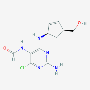 molecular formula C11H14ClN5O2 B105705 N-(2-Amino-4-chloro-6-(((1R,4S)-4-(hydroxymethyl)cyclopent-2-en-1-yl)amino)pyrimidin-5-yl)formamide CAS No. 171887-04-0