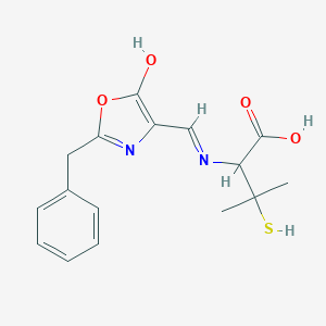 molecular formula C₁₆H₁₈N₂O₄S B105769 Valine, 3-mercapto-N-((5-oxo-2-(phenylmethyl)-4(5H)-oxazolylidene)methyl)- CAS No. 3264-88-8