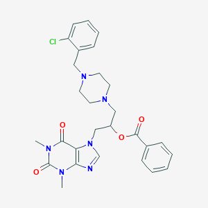 molecular formula C28H31ClN6O4 B010587 7-(2-Benzoyloxy-3-(4-(o-chlorobenzyl)-1-piperazinyl)propyl)theophylline CAS No. 19977-11-8