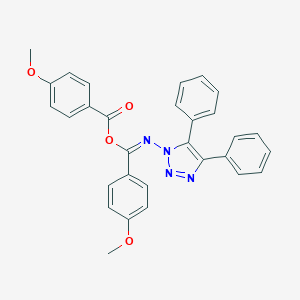 molecular formula C30H24N4O4 B106090 4-Methoxybenzoic acid N-(4,5-diphenyl-1H-1,2,3-triazol-1-yl)-4-methoxybenzenecarbimidic anhydride CAS No. 19226-34-7
