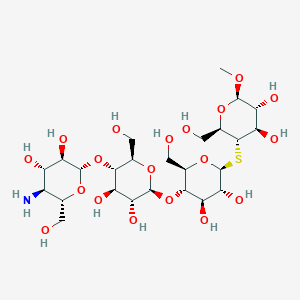 molecular formula C25H45NO19S B106297 (2S,3R,4S,5S,6S)-5-amino-2-[(2R,3S,4R,5R,6S)-6-[(2R,3S,4R,5R,6S)-6-[(2R,3S,4R,5R,6R)-4,5-dihydroxy-2-(hydroxymethyl)-6-methoxyoxan-3-yl]sulfanyl-4,5-dihydroxy-2-(hydroxymethyl)oxan-3-yl]oxy-4,5-dihydroxy-2-(hydroxymethyl)oxan-3-yl]oxy-6-(hydroxymethyl)oxane-3,4-diol CAS No. 24508-11-0