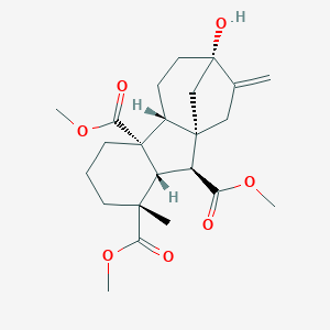 molecular formula C23H32O7 B106323 Trimethyl (1S,2S,3R,4R,8R,9R,12S)-12-hydroxy-4-methyl-13-methylidenetetracyclo[10.2.1.01,9.03,8]pentadecane-2,4,8-tricarboxylate CAS No. 18484-63-4