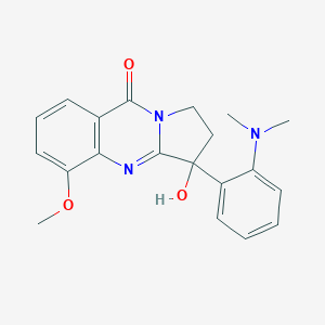 molecular formula C20H21N3O3 B106467 3-[2-(Dimethylamino)phenyl]-3-hydroxy-5-methoxy-1,2-dihydropyrrolo[2,1-b]quinazolin-9-one CAS No. 16688-21-4