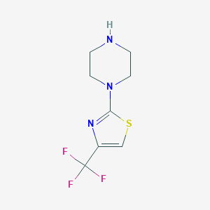 molecular formula C8H10F3N3S B010659 1-[4-(Trifluoromethyl)-1,3-thiazol-2-yl]piperazine CAS No. 107507-53-9