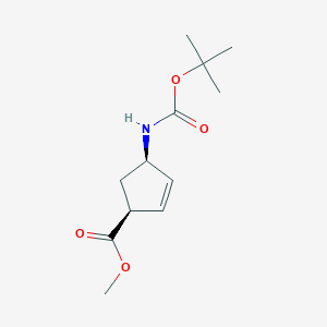 molecular formula C12H19NO4 B106603 (1S,4R)-Methyl 4-((tert-butoxycarbonyl)amino)cyclopent-2-enecarboxylate CAS No. 168683-02-1