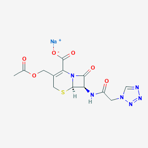 molecular formula C13H13N6NaO6S B106761 sodium;(6R,7R)-3-(acetyloxymethyl)-8-oxo-7-[[2-(tetrazol-1-yl)acetyl]amino]-5-thia-1-azabicyclo[4.2.0]oct-2-ene-2-carboxylate CAS No. 27164-45-0
