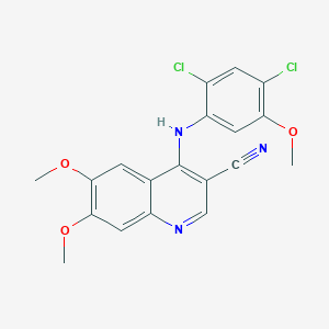 molecular formula C19H15Cl2N3O3 B106866 4-(2,4-Dichloro-5-methoxyanilino)-6,7-dimethoxyquinoline-3-carbonitrile CAS No. 380843-12-9