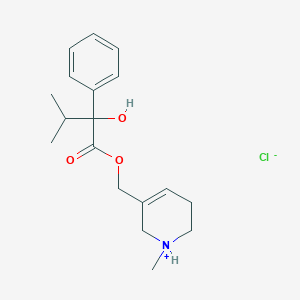 molecular formula C18H26ClNO3 B010694 Mandelic acid, alpha-isopropyl-, 1-methyl-1,2,5,6-tetrahydro-3-pyridylmethyl ester, hydrochloride CAS No. 101711-01-7