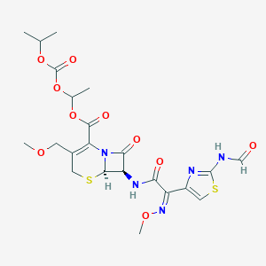 molecular formula C22H27N5O10S2 B106985 1-丙烷-2-yloxycarbonyloxyethyl (6R,7R)-7-[[(2Z)-2-(2-甲酰胺基-1,3-噻唑-4-基)-2-甲氧基亚氨基乙酰基]氨基]-3-(甲氧基甲基)-8-氧代-5-噻-1-氮杂双环[4.2.0]辛-2-烯-2-羧酸酯 CAS No. 96680-30-7