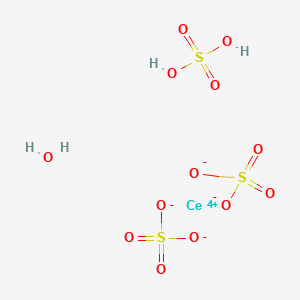 molecular formula CeH4O13S3 B107336 Cerium(IV) sulfate hydrate, complex with sulfuric acid CAS No. 17106-39-7