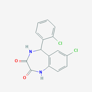 molecular formula C15H10Cl2N2O2 B107467 (5RS)-7-Chloro-5-(2-chlorophenyl)-4,5-dihydro-1H-1,4-benzodiazepine-2,3-dione CAS No. 54699-91-1