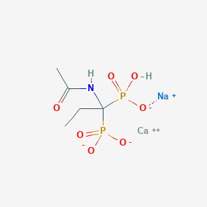 molecular formula C5H10CaNNaO7P2 B10752289 calcium;sodium;(1-acetamido-1-phosphonatopropyl)-hydroxyphosphinate 