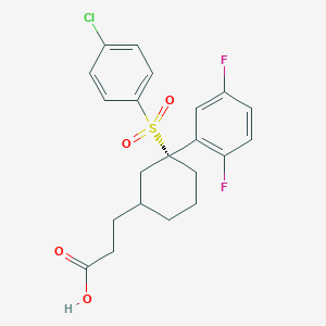 molecular formula C21H21ClF2O4S B10752582 3-[(3R)-3-(4-chlorophenyl)sulfonyl-3-(2,5-difluorophenyl)cyclohexyl]propanoic acid 