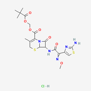 molecular formula C20H26ClN5O7S2 B10752596 2,2-Dimethylpropanoyloxymethyl 7-[[2-(2-amino-1,3-thiazol-4-yl)-2-methoxyiminoacetyl]amino]-3-methyl-8-oxo-5-thia-1-azabicyclo[4.2.0]oct-2-ene-2-carboxylate;hydrochloride 