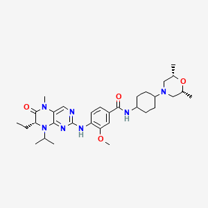 molecular formula C32H47N7O4 B10752713 N-[4-[(2R,6S)-2,6-dimethylmorpholin-4-yl]cyclohexyl]-4-[[(7R)-7-ethyl-5-methyl-6-oxo-8-propan-2-yl-7H-pteridin-2-yl]amino]-3-methoxybenzamide 