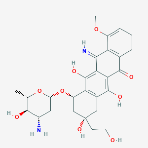 molecular formula C27H32N2O9 B10752750 (8R,10S)-10-[(2S,4S,5R,6S)-4-amino-5-hydroxy-6-methyloxan-2-yl]oxy-6,8,11-trihydroxy-8-(2-hydroxyethyl)-12-imino-1-methoxy-9,10-dihydro-7H-tetracen-5-one 