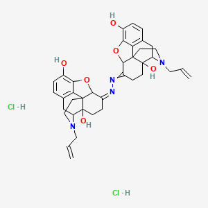 molecular formula C38H44Cl2N4O6 B10752791 7-[(Z)-(4a,9-dihydroxy-3-prop-2-enyl-2,4,5,6,7a,13-hexahydro-1H-4,12-methanobenzofuro[3,2-e]isoquinolin-7-ylidene)hydrazinylidene]-3-prop-2-enyl-2,4,5,6,7a,13-hexahydro-1H-4,12-methanobenzofuro[3,2-e]isoquinoline-4a,9-diol;dihydrochloride 