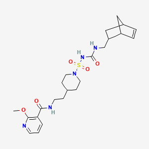 molecular formula C23H33N5O5S B10752860 N-[2-[1-(2-bicyclo[2.2.1]hept-5-enylmethylcarbamoylsulfamoyl)piperidin-4-yl]ethyl]-2-methoxypyridine-3-carboxamide 