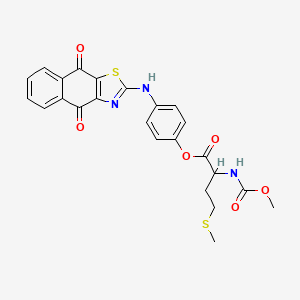 molecular formula C24H21N3O6S2 B10752927 [4-[(4,9-dioxobenzo[f][1,3]benzothiazol-2-yl)amino]phenyl] 2-(methoxycarbonylamino)-4-methylsulfanylbutanoate 