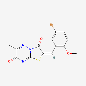 molecular formula C14H10BrN3O3S B10752977 (2E)-2-[(5-bromo-2-methoxyphenyl)methylidene]-6-methyl-[1,3]thiazolo[3,2-b][1,2,4]triazine-3,7-dione 