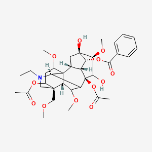 molecular formula C36H49NO12 B10753022 [(2R,3R,4R,5R,6S,8R,10R,13R,17S,18R)-8,14-diacetyloxy-11-ethyl-5,7-dihydroxy-6,16,18-trimethoxy-13-(methoxymethyl)-11-azahexacyclo[7.7.2.12,5.01,10.03,8.013,17]nonadecan-4-yl] benzoate 