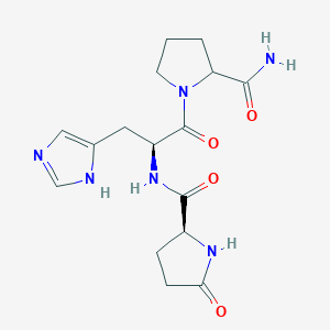 molecular formula C16H22N6O4 B10753201 Pyroglutamyl-histidyl-prolylamide 