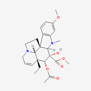 molecular formula C25H32N2O6 B10753459 Methyl 4beta-acetyloxy-3beta-hydroxy-16-methoxy-1-methyl-6,7-didehydro-2beta,5alpha,12beta,19alpha-aspidospermidine-3alpha-carboxylate 