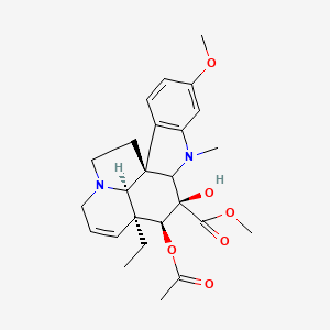 molecular formula C25H32N2O6 B10753482 methyl (1S,10R,11S,12S,19S)-11-acetyloxy-12-ethyl-10-hydroxy-5-methoxy-8-methyl-8,16-diazapentacyclo[10.6.1.01,9.02,7.016,19]nonadeca-2(7),3,5,13-tetraene-10-carboxylate 