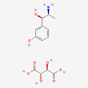 molecular formula C13H19NO8 B10753546 3-[(1R,2S)-2-amino-1-hydroxypropyl]phenol;(2R,3S)-2,3-dihydroxybutanedioic acid 