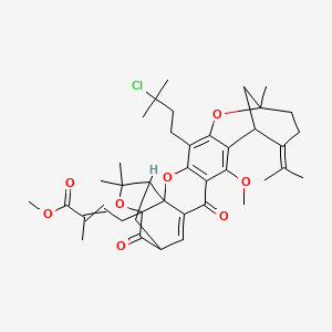 molecular formula C40H49ClO8 B10753574 Methyl 4-[5-(3-chloro-3-methylbutyl)-14-methoxy-8,23,23-trimethyl-16,20-dioxo-11-propan-2-ylidene-3,7,22-trioxaheptacyclo[17.4.1.18,12.02,17.02,21.04,15.06,13]pentacosa-4(15),5,13,17-tetraen-21-yl]-2-methylbut-2-enoate 