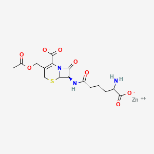 molecular formula C16H19N3O8SZn B10753757 zinc;(7R)-3-(acetyloxymethyl)-7-[(5-amino-5-carboxylatopentanoyl)amino]-8-oxo-5-thia-1-azabicyclo[4.2.0]oct-2-ene-2-carboxylate 