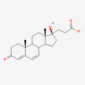 molecular formula C22H29O4- B10753763 3-[(10R,13S,17R)-17-hydroxy-10,13-dimethyl-3-oxo-2,8,9,11,12,14,15,16-octahydro-1H-cyclopenta[a]phenanthren-17-yl]propanoate 